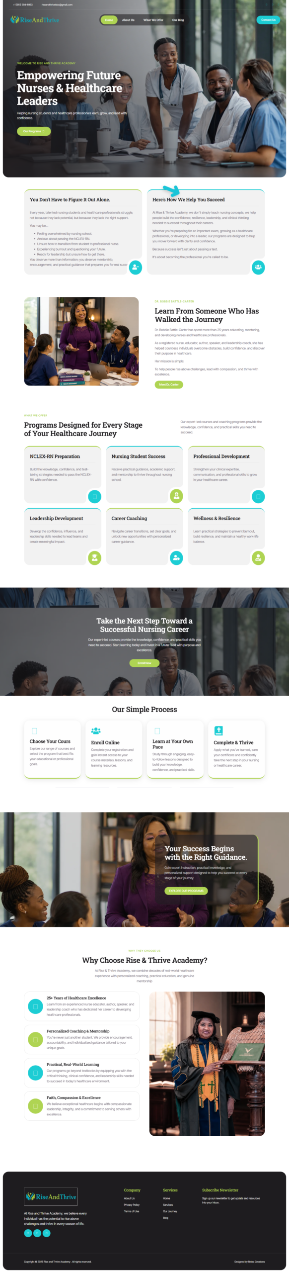 Rise and Thrive Academy website homepage