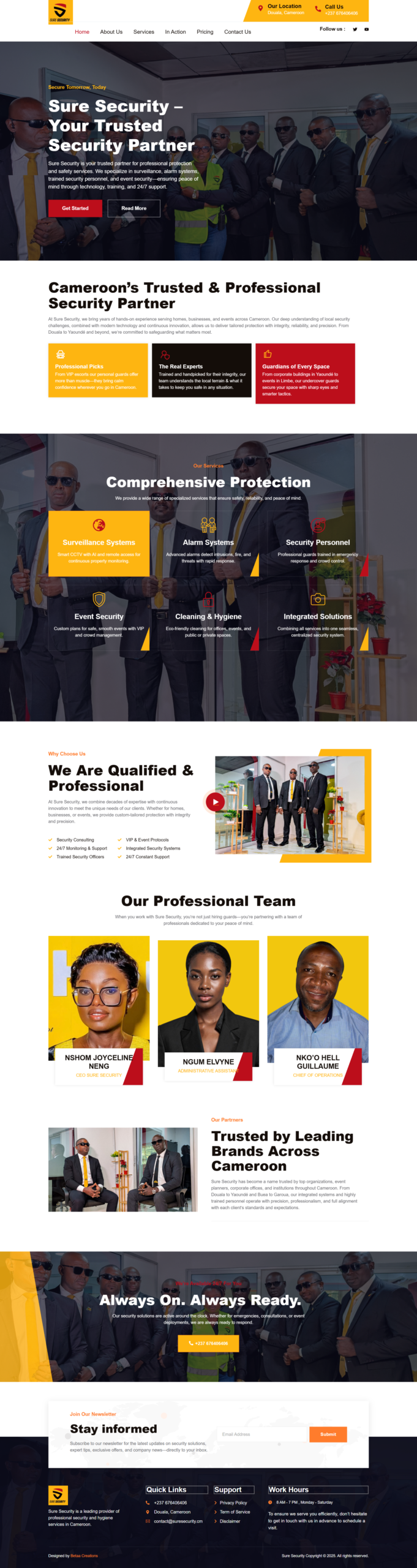 Your Sure Security website homepage